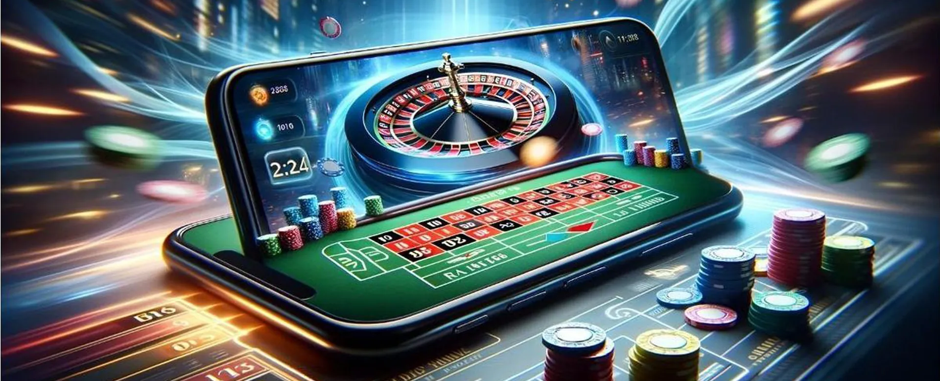 Dynamic online gaming background for yy777.cim with vibrant lights and abstract shapes.